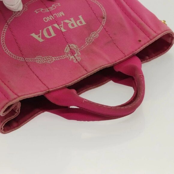 PRADA Canapa PM Hand Bag Canvas Pink Gold Auth bs28699 - Picture 7 of 16